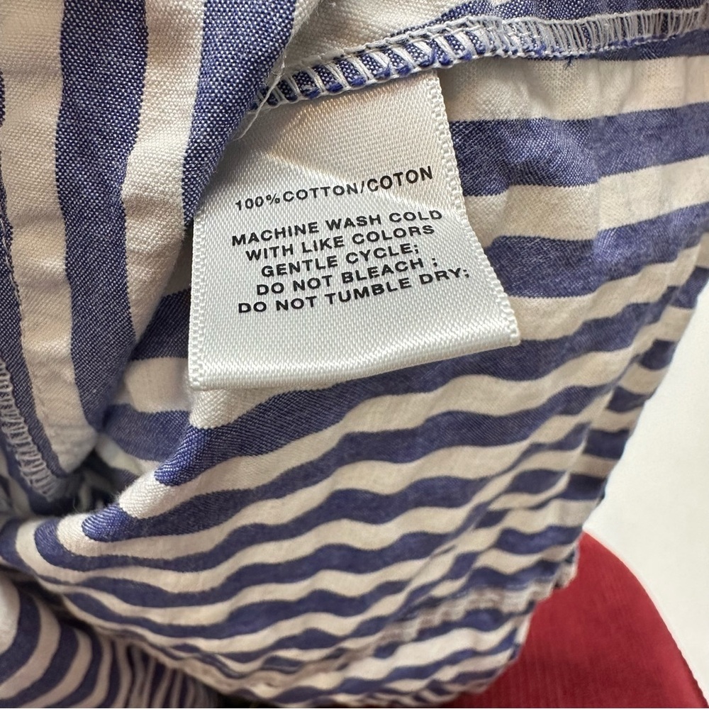 Lafayette 148 Striped Three Quarter Sleeve Button Down Shirt Womens Size 10 - Picture 9 of 10